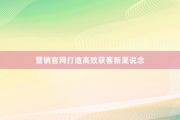 营销官网打造高效获客新渠说念